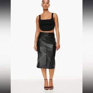 Aritzia Babaton Faux Leather Midi Pencil Pegu Skirt Size 8
